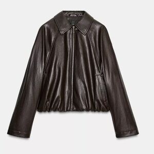 Zara Faux Leather Bomber Jacket